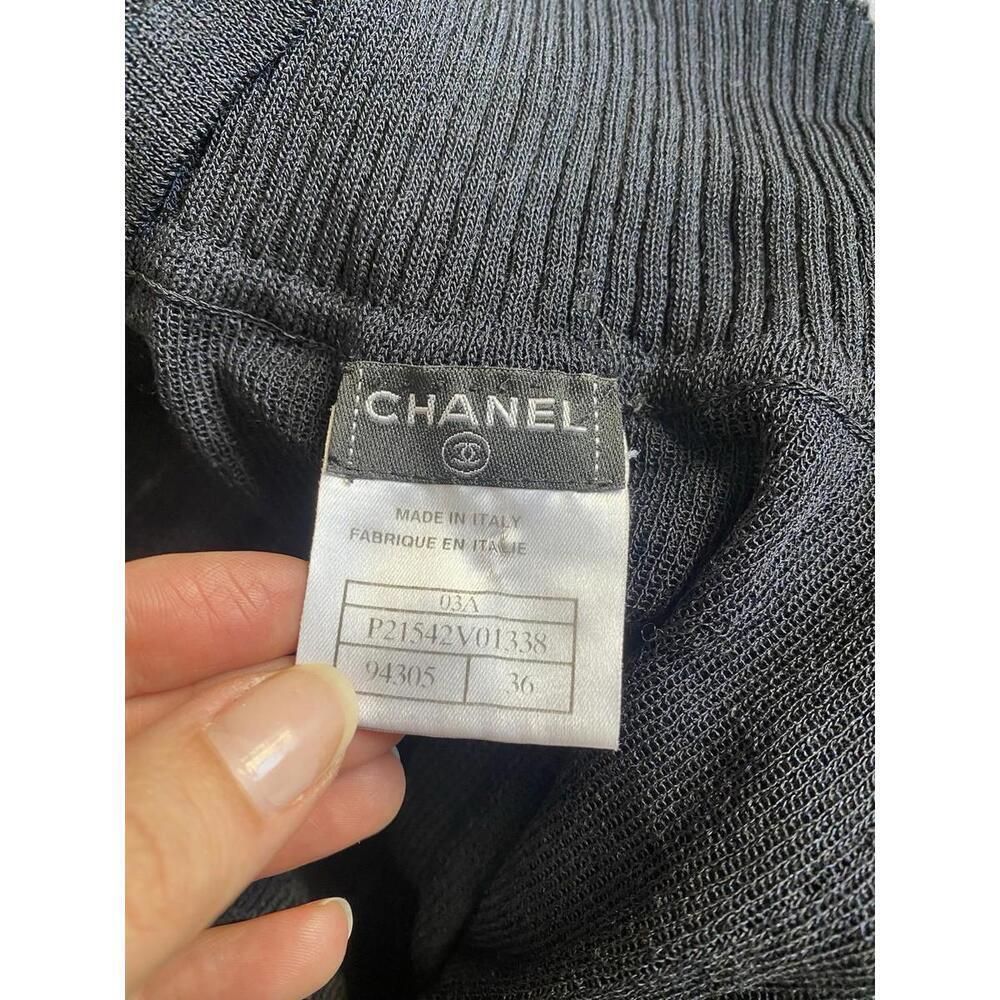 2003 CHANEL 03A Black Ruffle Long Sleeve Blouse Top FR-36 - Picture 7 of 7